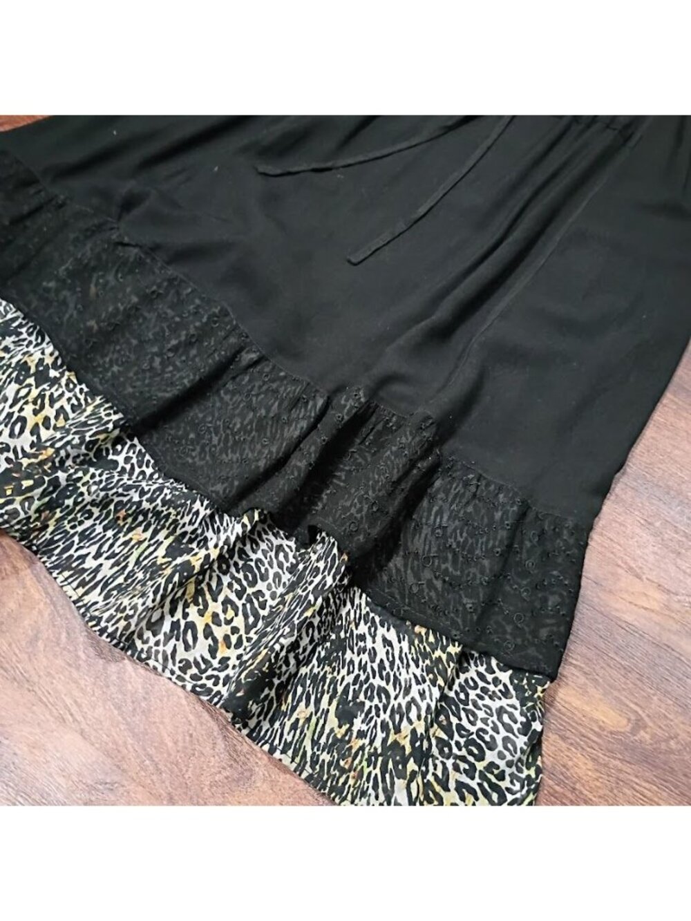 Raya Sun XL Black Boho Embroidered Dress Leopard Whimsy Artsey - Picture 11 of 13